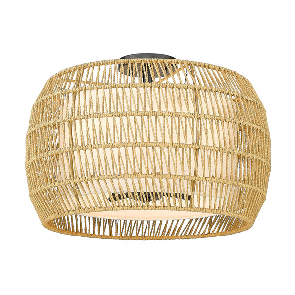 Everly Four-Light Semi Flush with Natural Rattan Shade, image 1